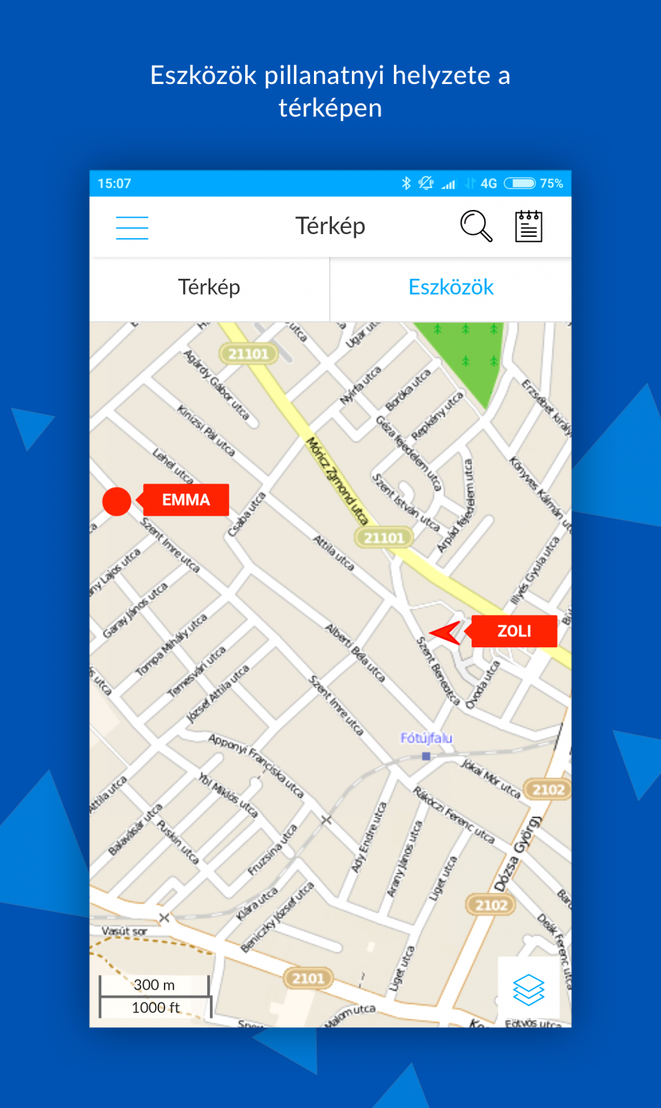 Eszközök pillanatnyi helye a térképen  FLEXCOM nyomkövető szoftver licensz FB típusú kerékpár nyomkövetőkhöz