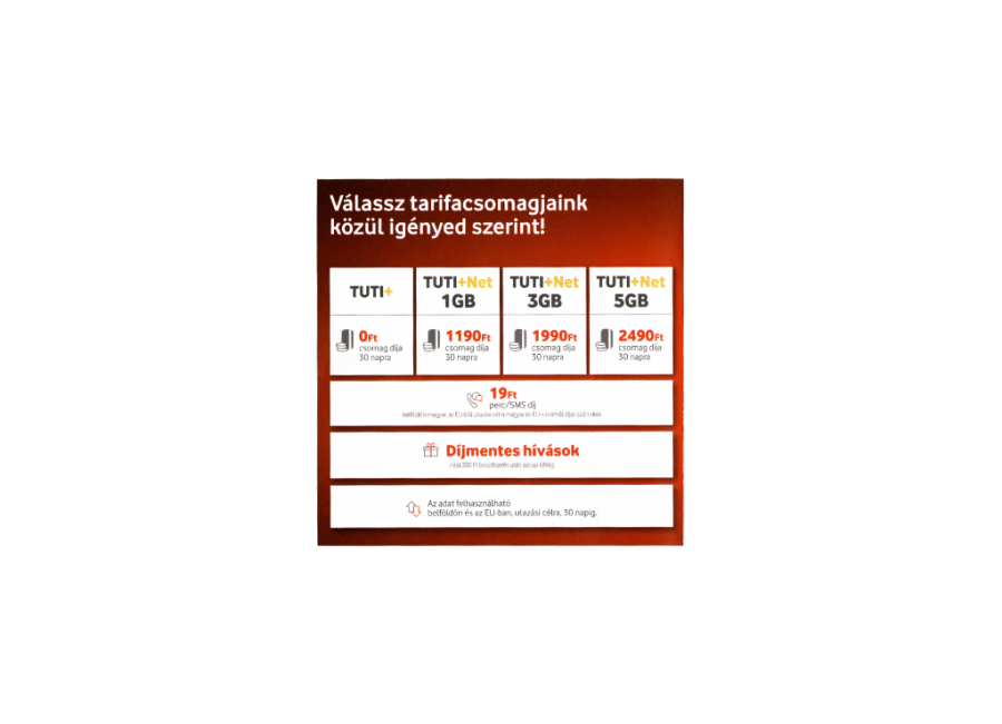  v8  VODAFONE pre tuti plus instant sim csomag